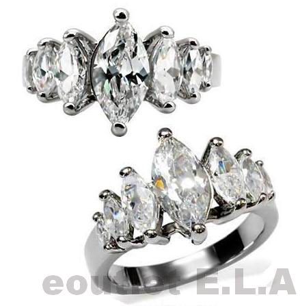 4.2CT MARQUISE CZ STAINLESS STEEL RING-6 sizes